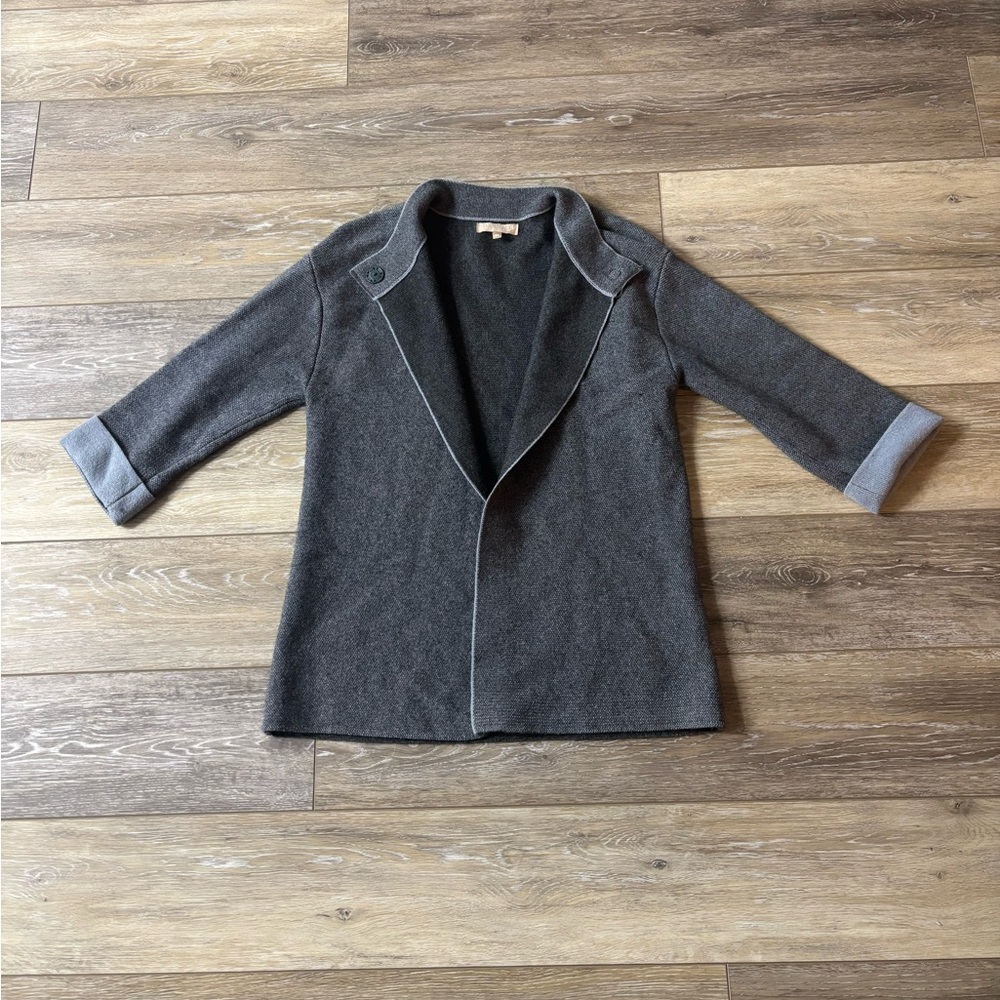 Benedetta B Cardigan Sz M Gray Wool Cashmere Blend Lagenlook Quiet Luxury Office